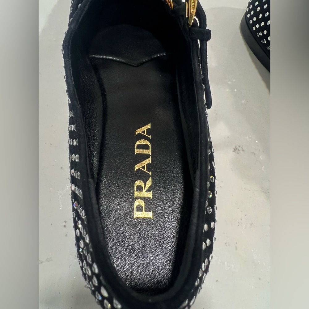 PRADA
Crystal Saffiano Dual Mary Jane Ballerina Flats - Picture 12 of 13